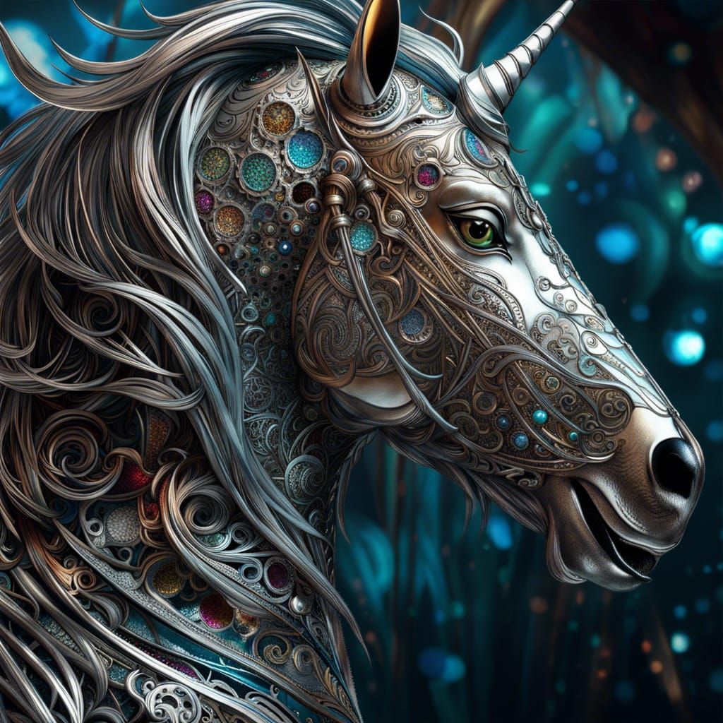 Silver Filigree Unicorn: A Digital Masterpiece