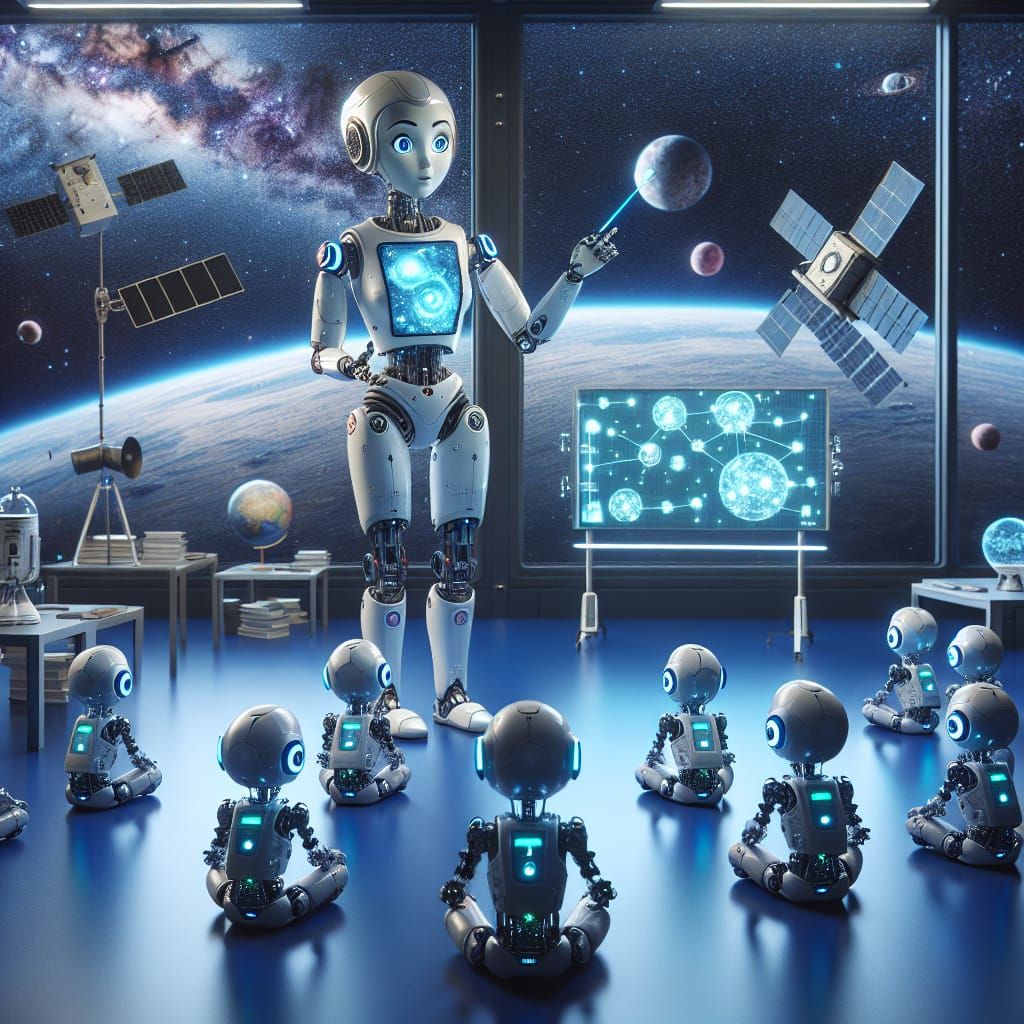 Robot Teacher Conducts Space Lesson