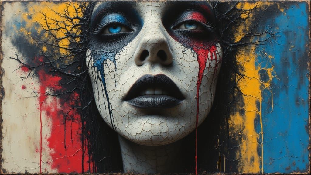 Surreal Cloth Collage with Infrared & Graffiti Drips