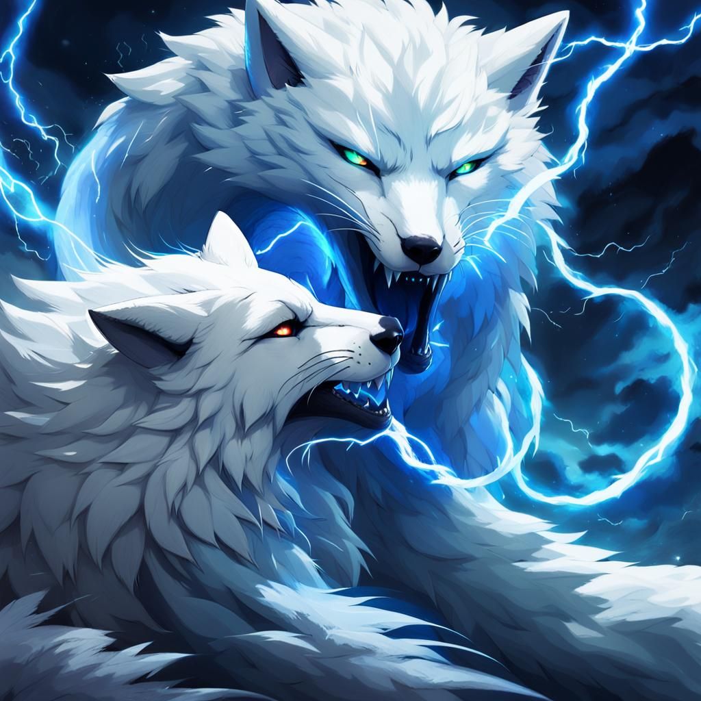 Fox vs Titan Snake in Anime Fantasy Art