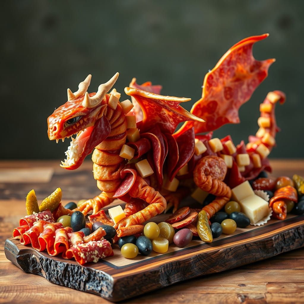 Whimsical Charcuterie Dragon in Fantastical Food Still Life ...