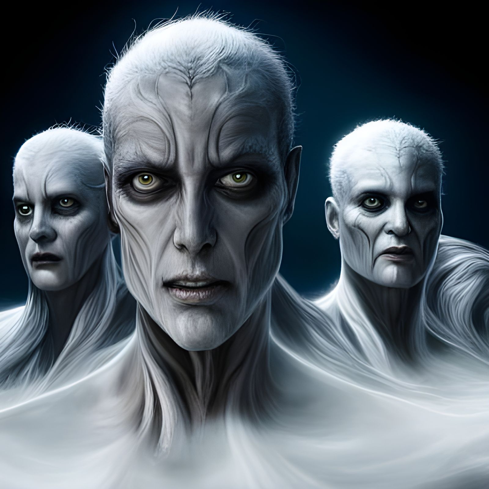 Smiling Ghosts in Robes, Giger-Inspired Art