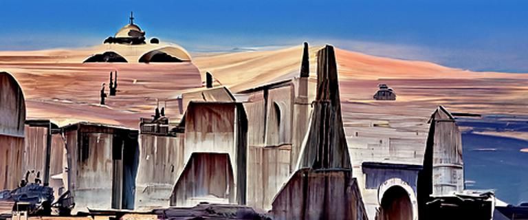 Tatooine's Binary Sunset: A Star Wars Scene