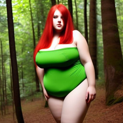 Curvy Redhead in Forest at Golden Hour