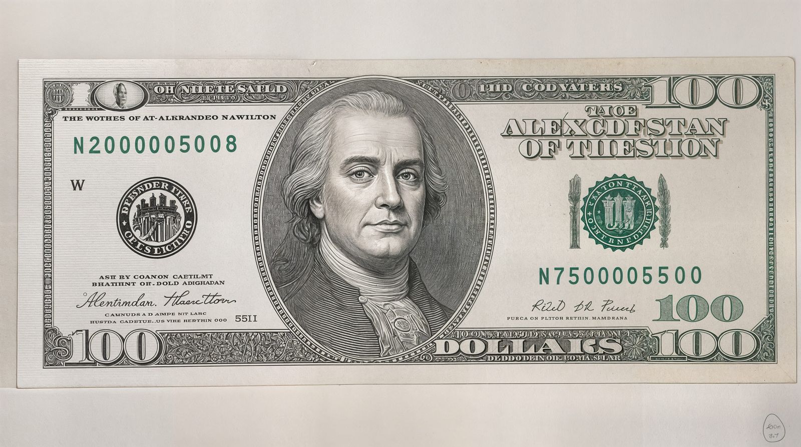 Photorealistic Counterfeit Bill with Distorted Amateur Face