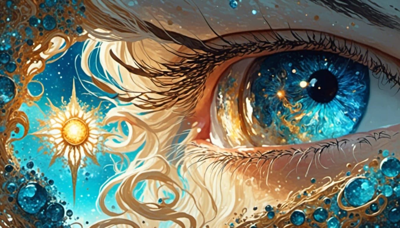 Smiling Elven Woman Surrounded by Fairytale Imagery