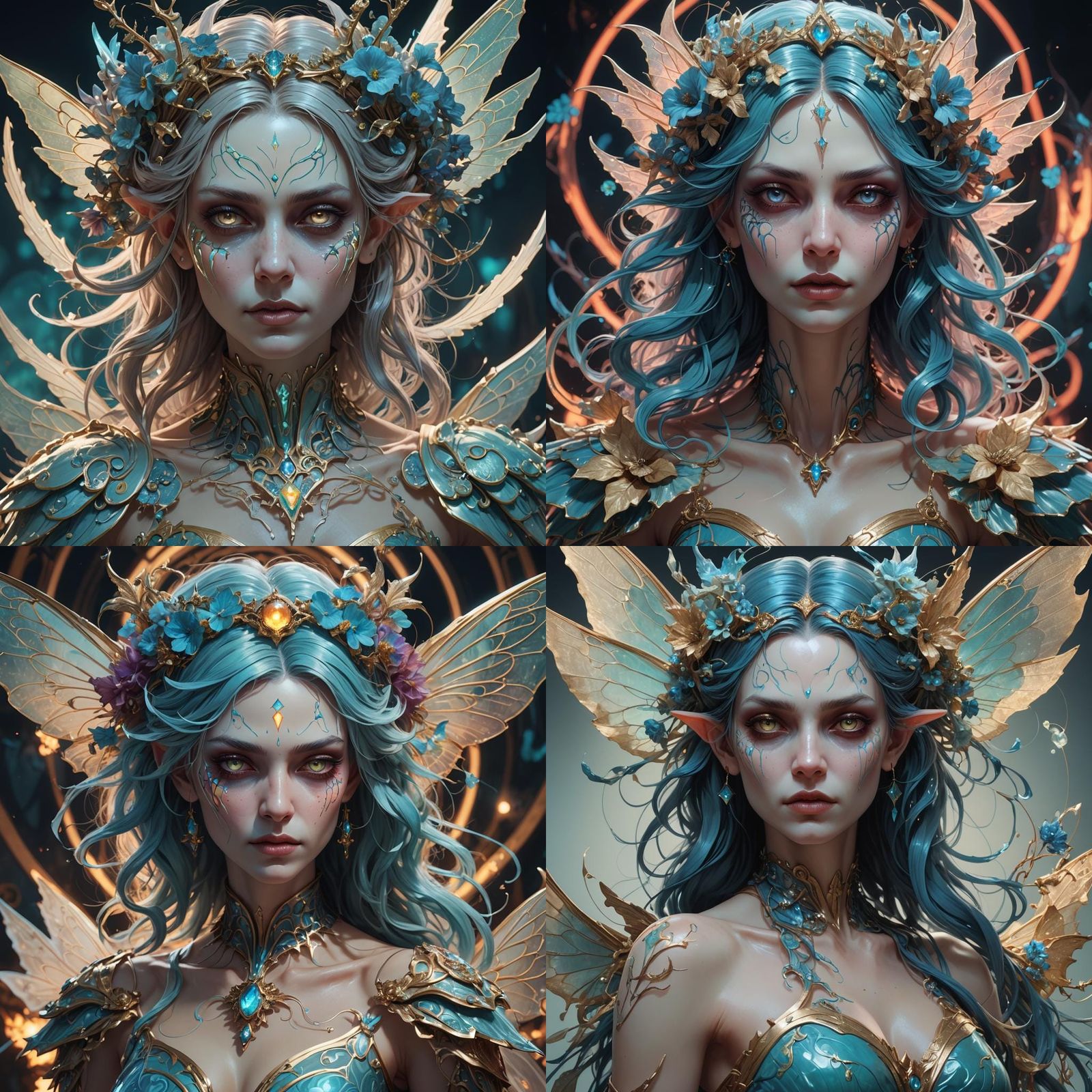 Bioluminescent Porcelain Fairy Portrait in Digital Art Style