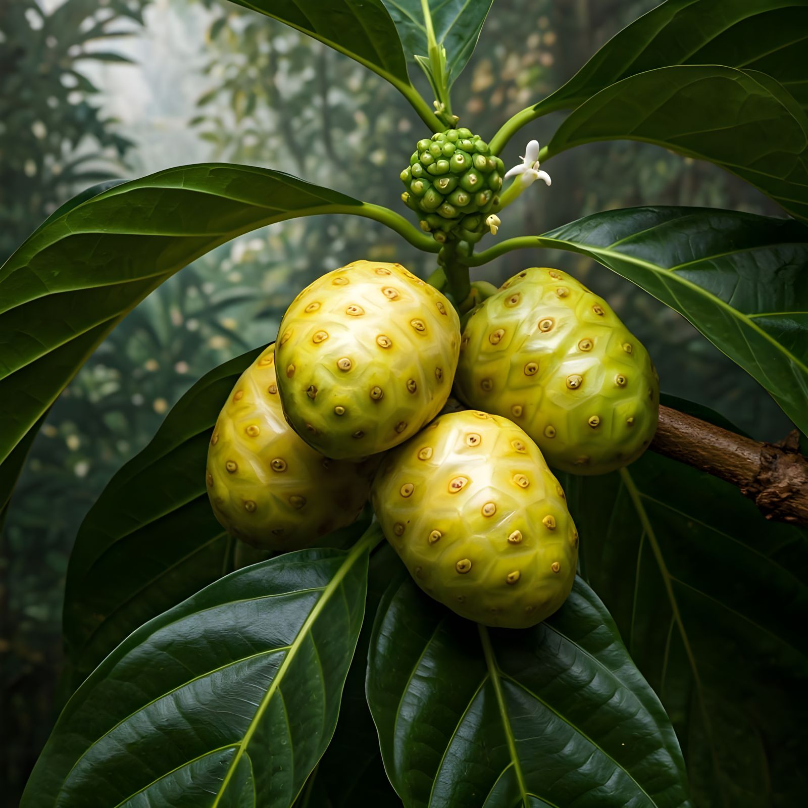 Noni Fruit Abundance in Jungle Setting
