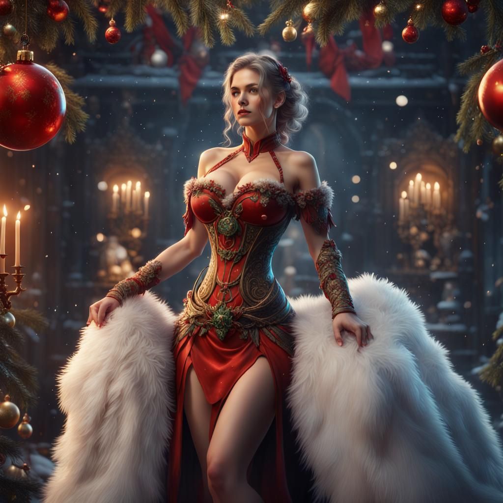 Detailed Christmas Lady Fantasy Concept Art