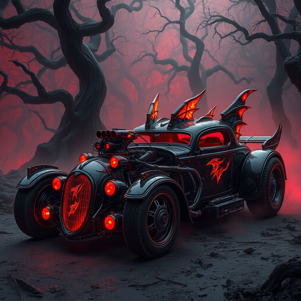 Horror Devil Car in Biomechanical Style