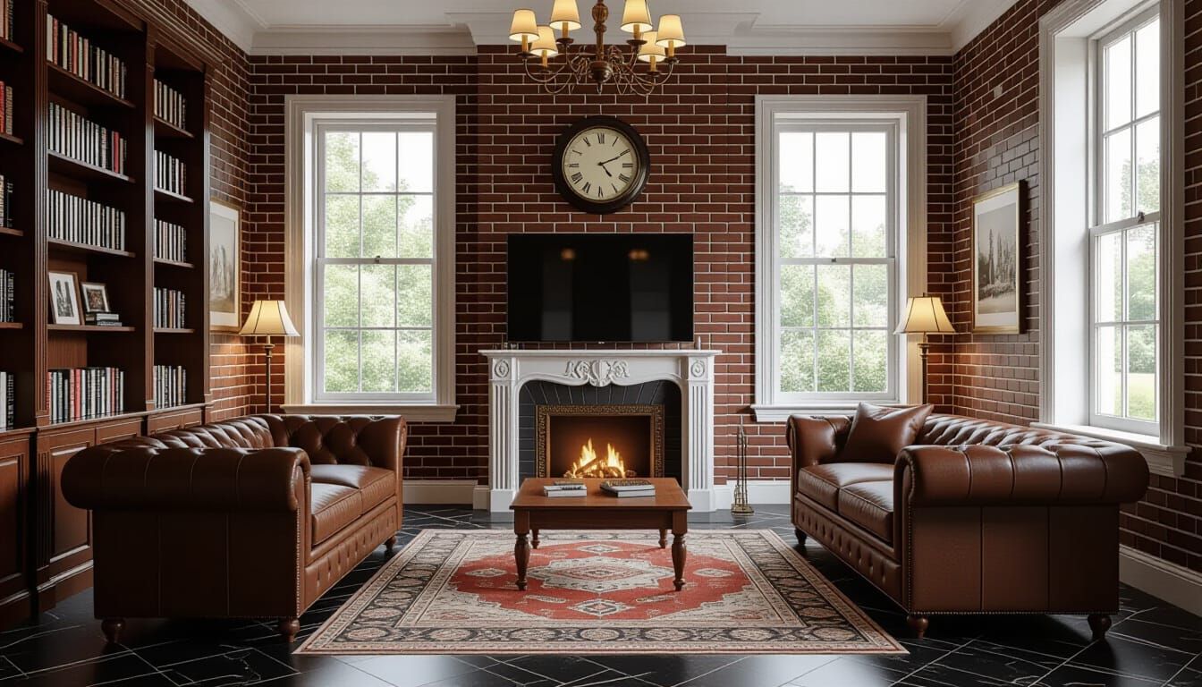 Vibrant Victorian Living Room with Sunlight and Fireplace