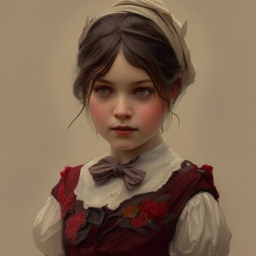 Victorian Orphan Portrait in Hyperdetailed Style