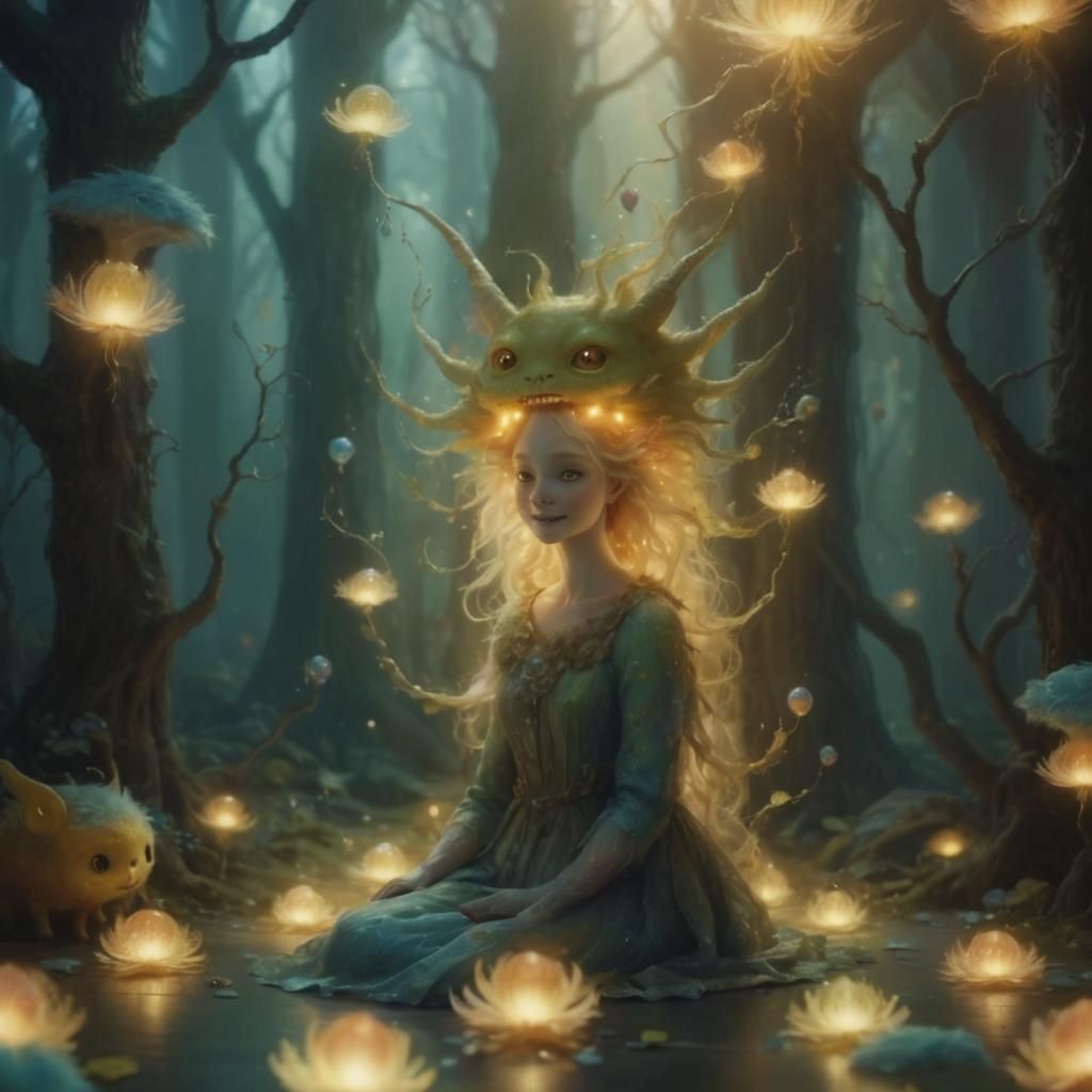 Mother and Baby Monster in Whimsical Illustration