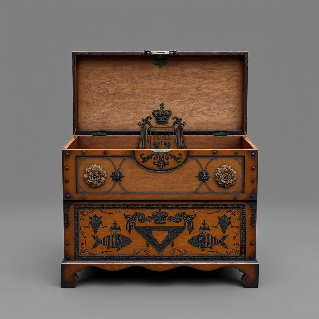 Baroque Chest on Stand with Intricate Engravings and Ornate....