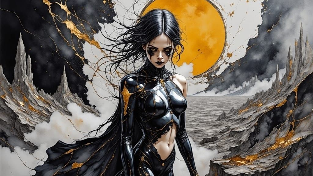 Chrome Cyborg Hybrid in Futuristic Industrial Zone