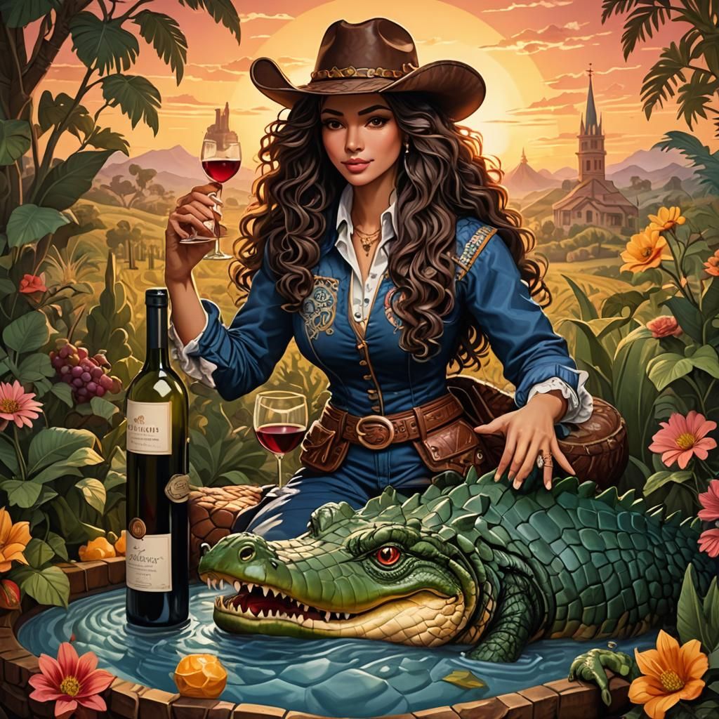 Chibi Characters in Quilted Double Exposure Scene