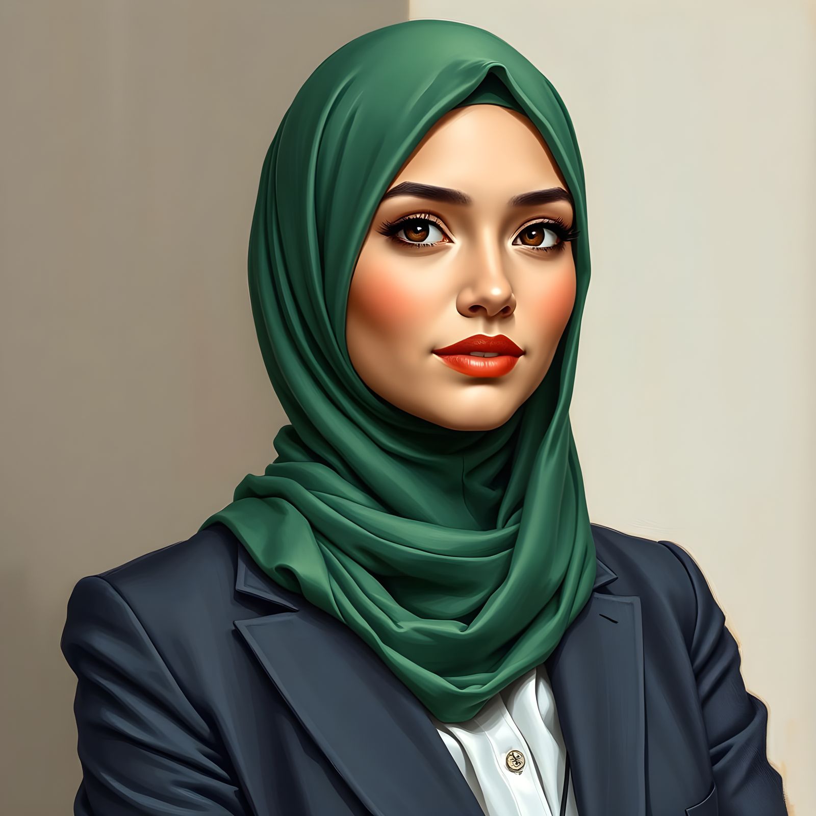 Confident Hijabi Business Woman Portrait Painting
