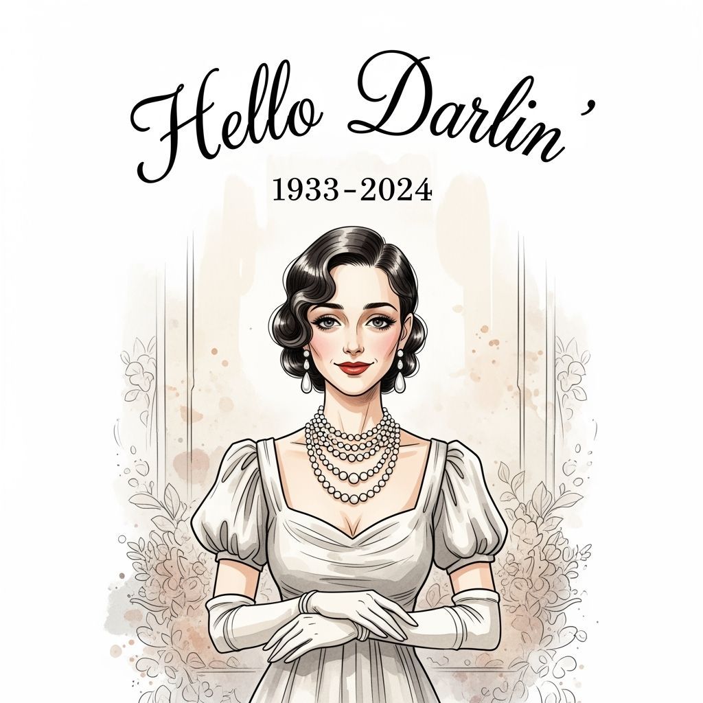 Elegant Woman Saying Hello Darlin' in Vintage Style