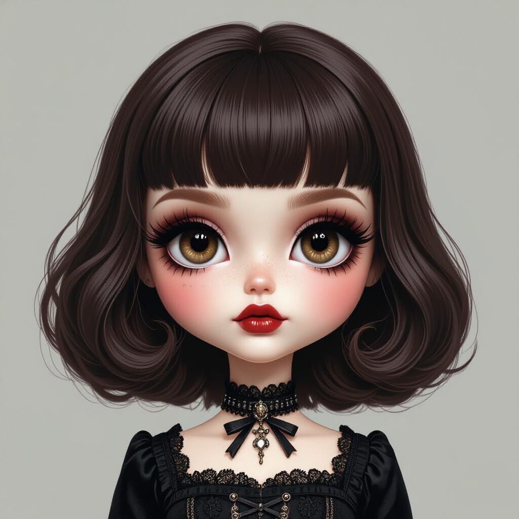 Gothic Blythe Doll with Dark Romantic Aesthetic