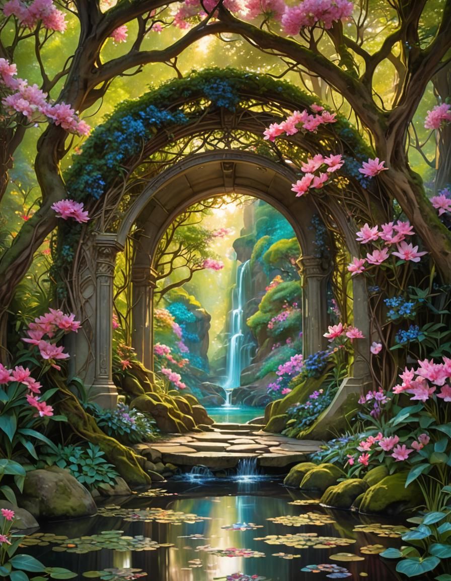 Enchanted Fairy Portal in Art Nouveau Style
