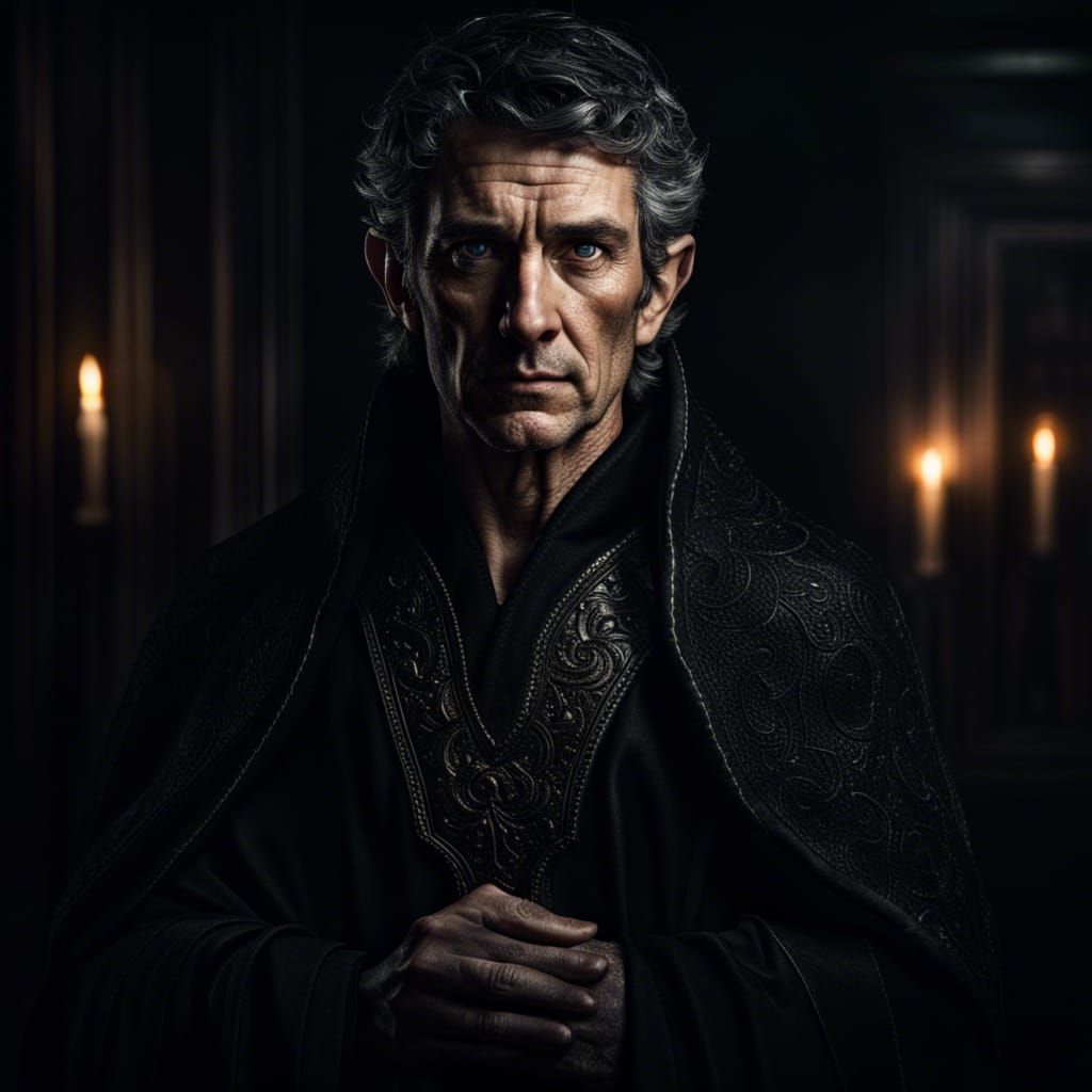 Handsome Dark-Haired Elf in Black Robe