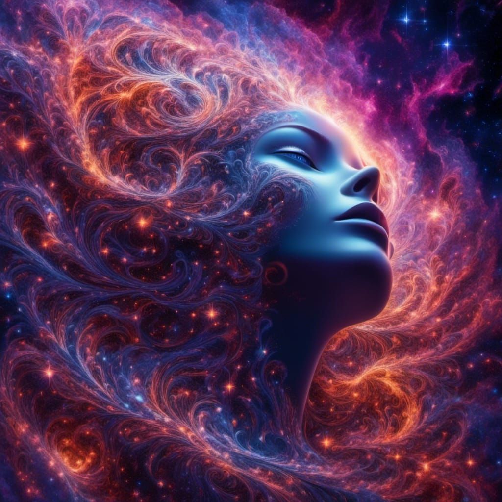 Endless Intricate Statue Under Aurora Sky