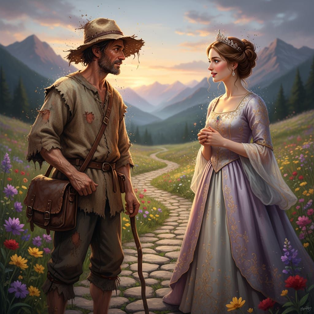 Tramp and Princess Meet in Mountain Meadow