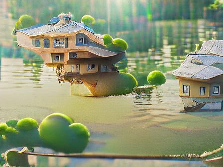 Lake House in Anime Pixar Style
