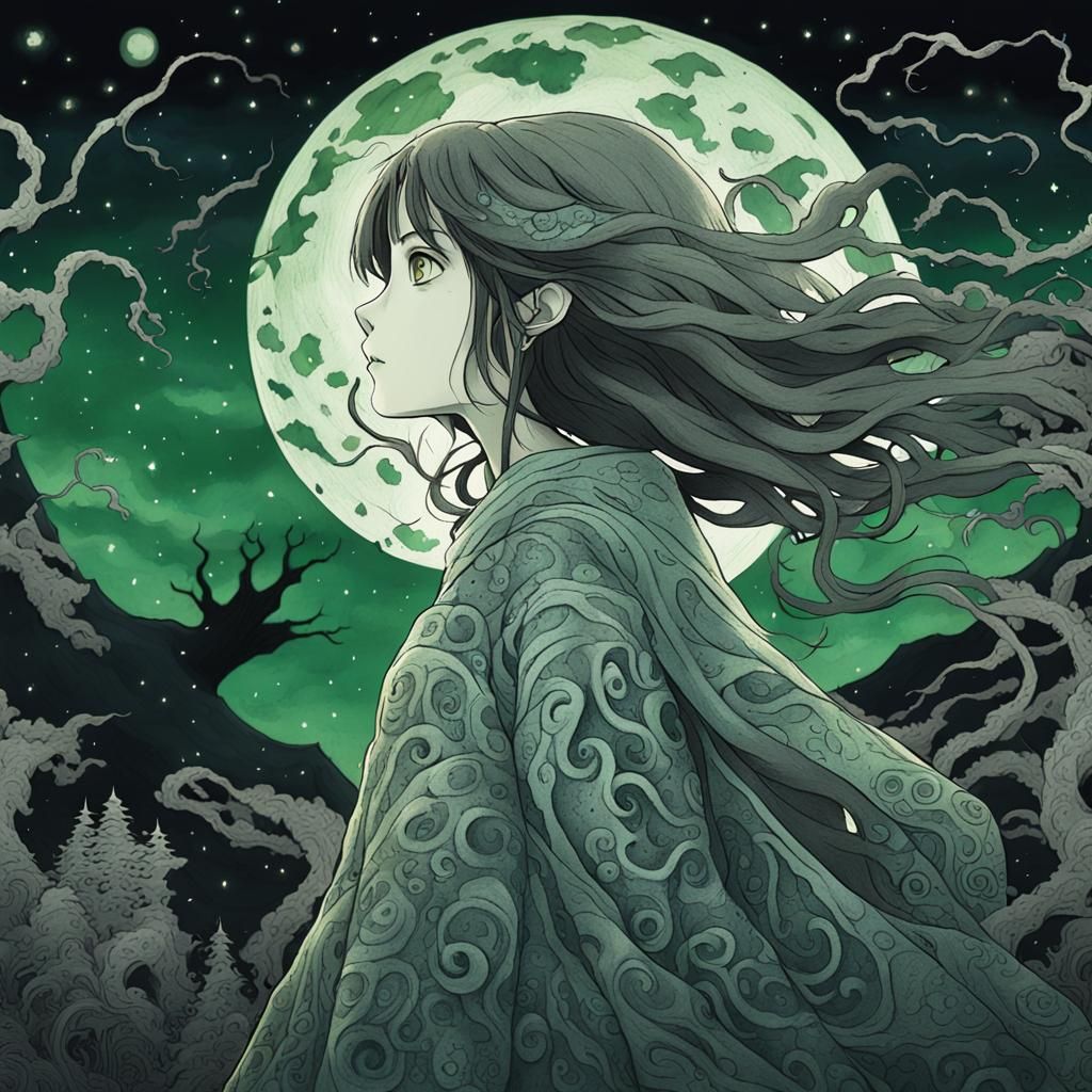 Halloween Anime Goddess in Studio Ghibli Style