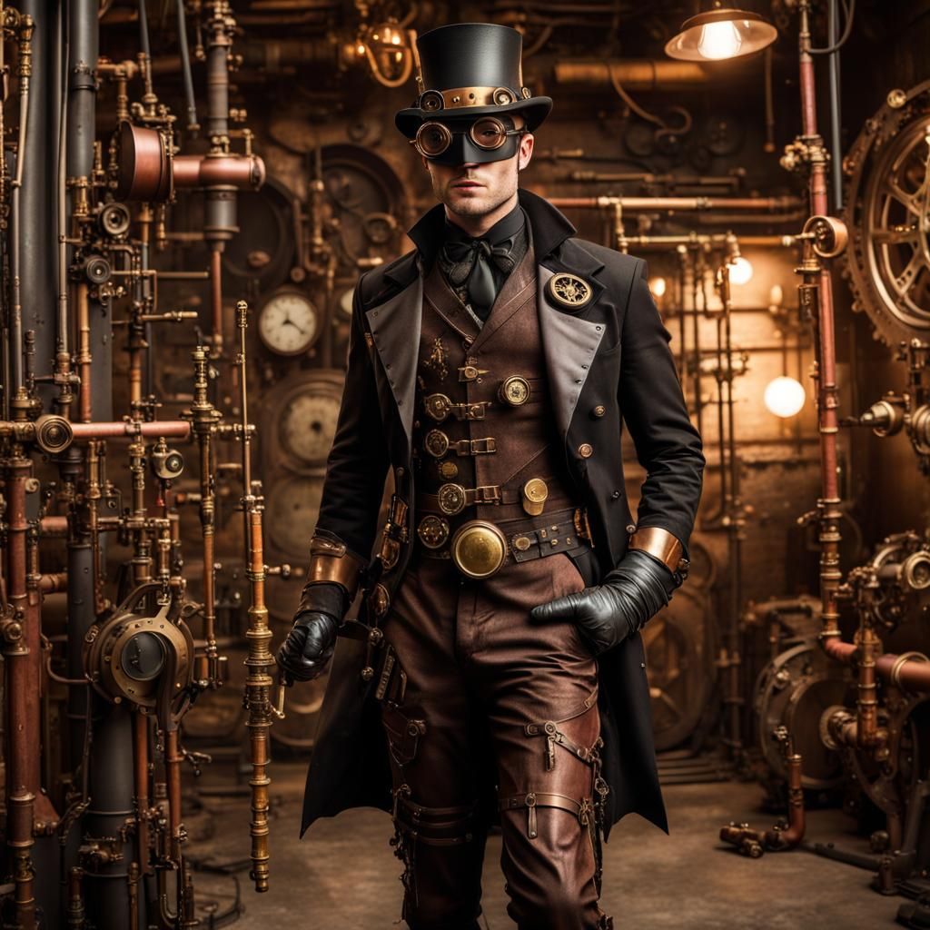 Steampunk Batman in Industrial Steampunk Bedroom