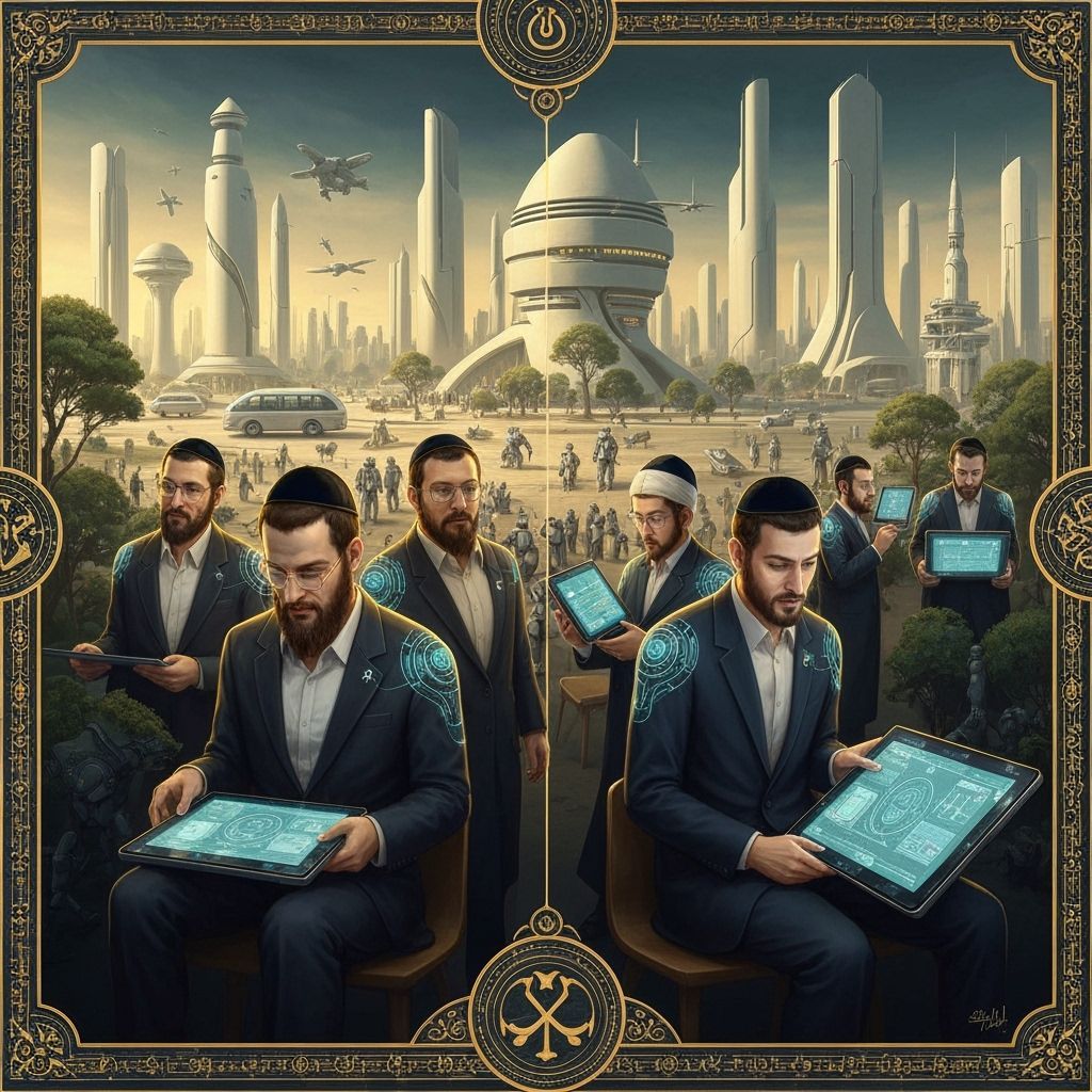 Jewish Tradition Meets Futuristic Cityscape: Digital Art