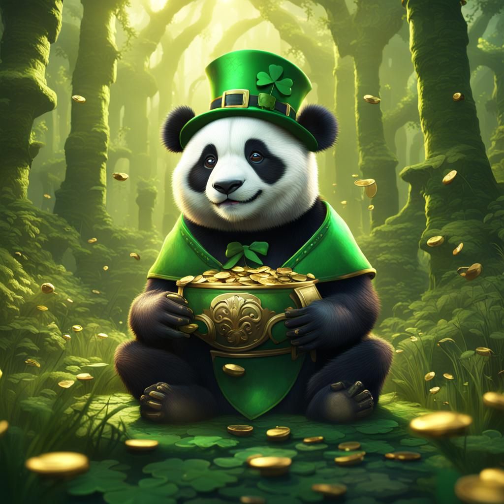 Panda Celebrates St Patrick's Day: Fantasy Concept Art