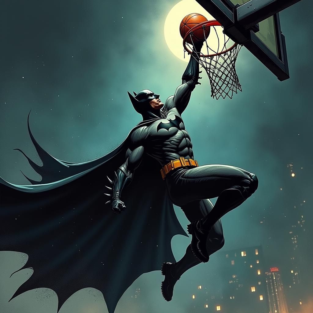 Batman Scores: A Slam Dunk Close-Up