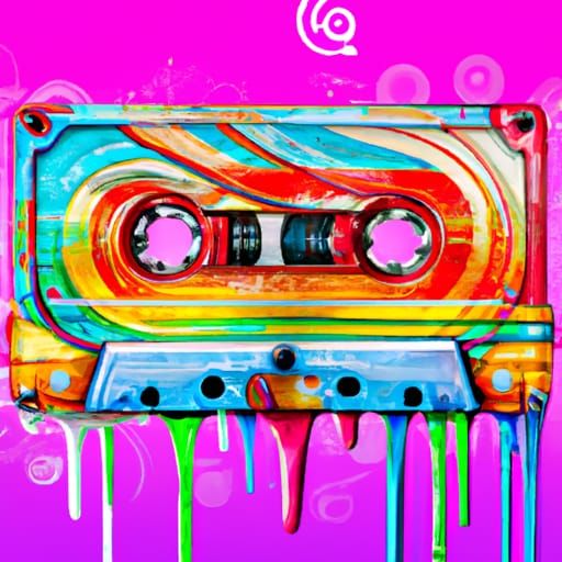 Retro Cassette in Acrylic Ink Flow