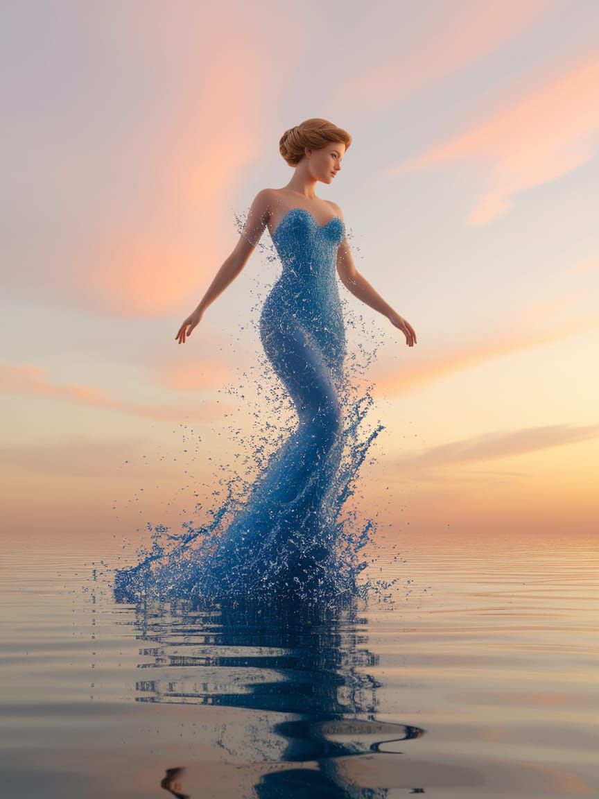 Princess in a Shimmering Water Dress