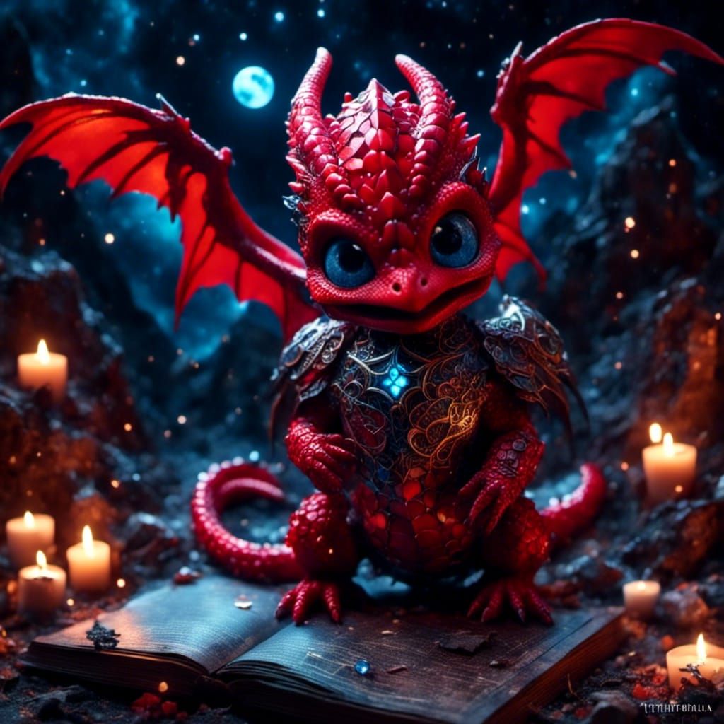 Pixar Style Armored Red Dragon Caricature