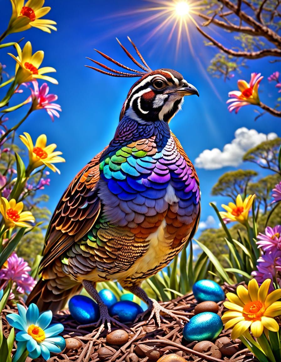 Vibrant Easter Quail in Rainforest Paradise