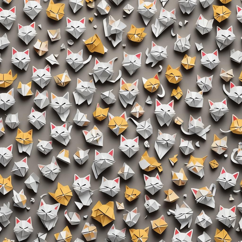 Origami Cat Papercraft in 8K Resolution