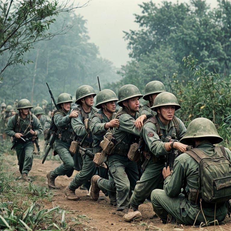 Vietnam War Scene in a Grim Realistic Style