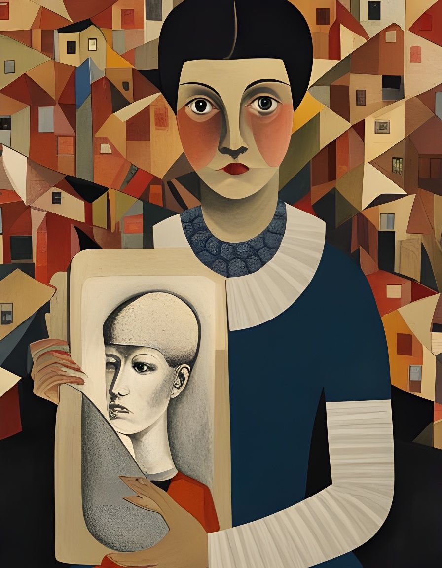 Woman Holding Paper: Mixed Media Storybook Illustration