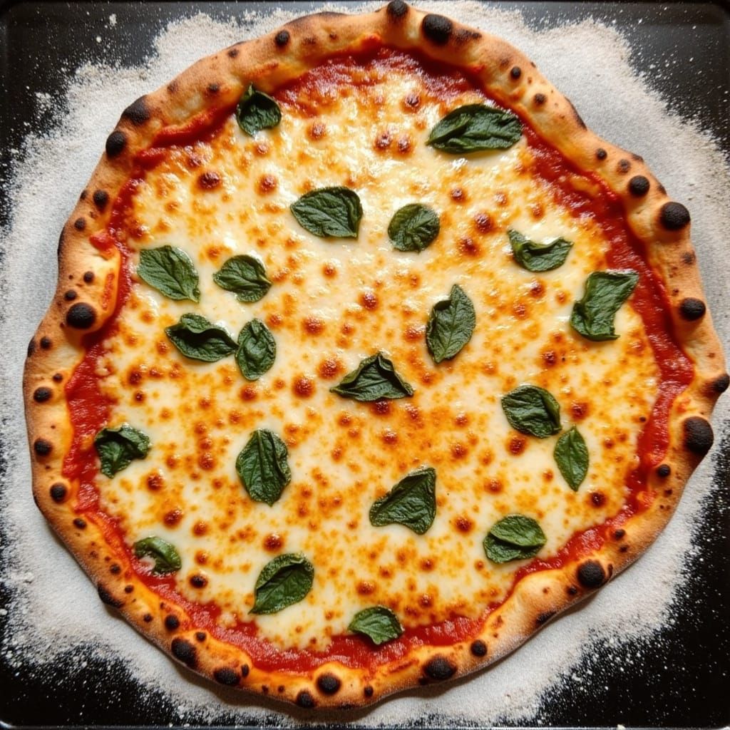 Delicious Naples Style Pizza with Bubbling Cheese