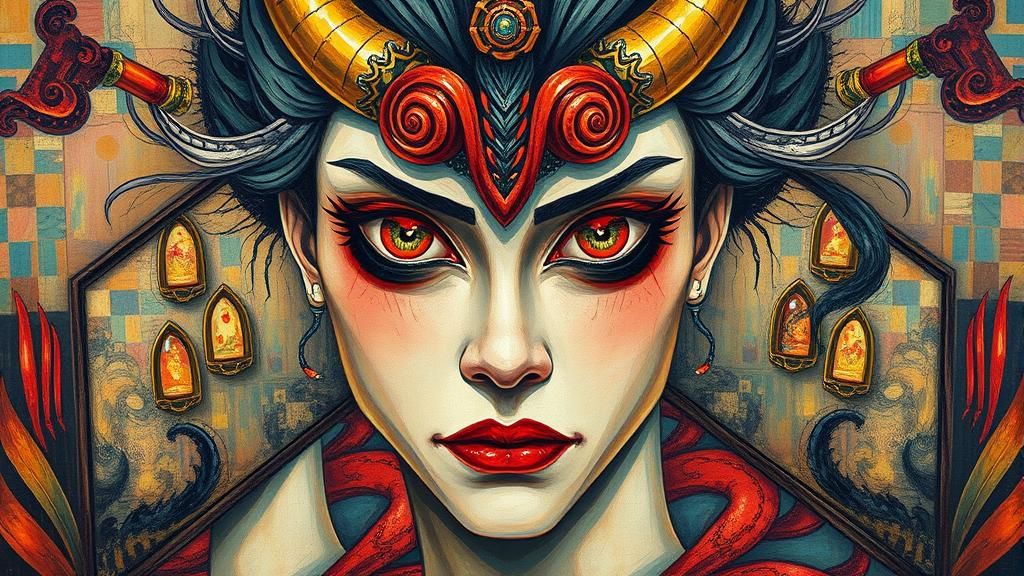 Surreal Symmetrical Scene in Neo-Impressionist Style