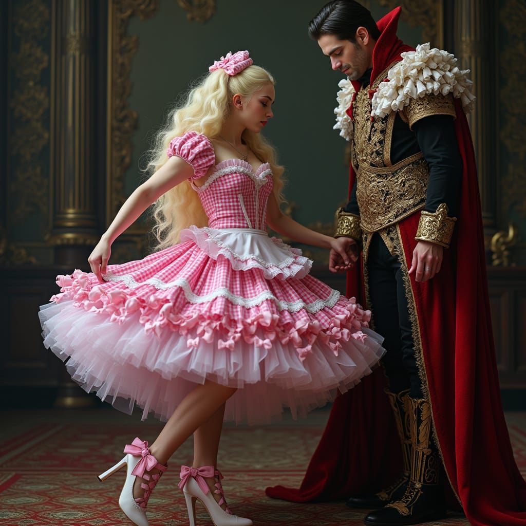 Regal Vampire King Receives Tribute from French Maid