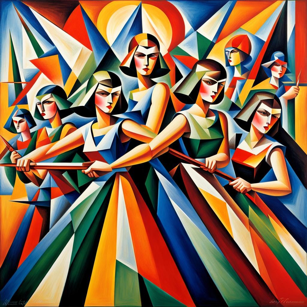 Women's Fight for National Independence in Cubist Style