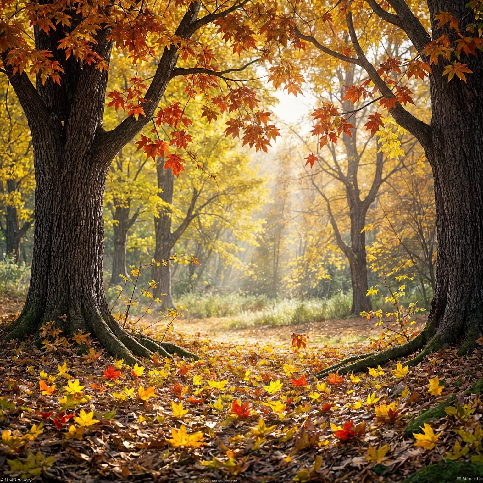 Golden Autumn Forest with Wildlife