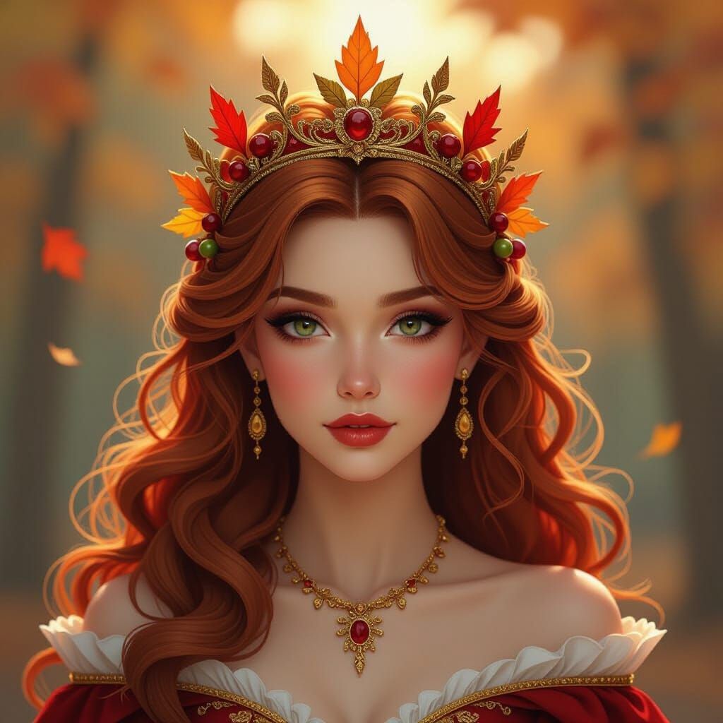 Autumn Queen Portrait in Painterly Style