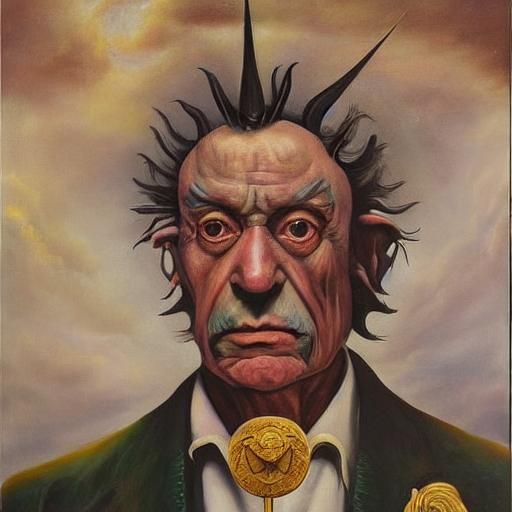 Cruel Man's Face in Surrealist Style