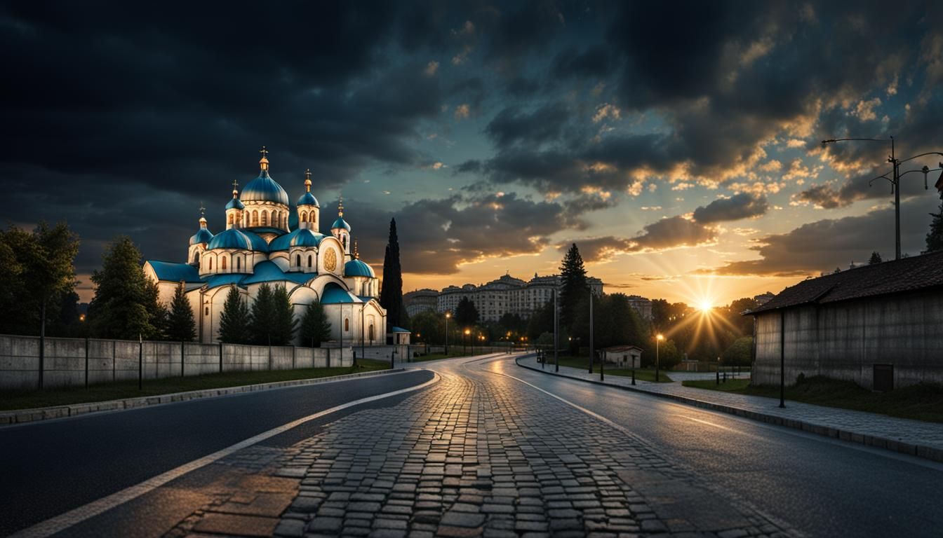 Bulgarian Orthodox Cathedral Church in Cinematic Lighting