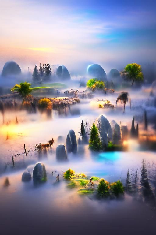 Ethereal Hazy Fantasy Landscape