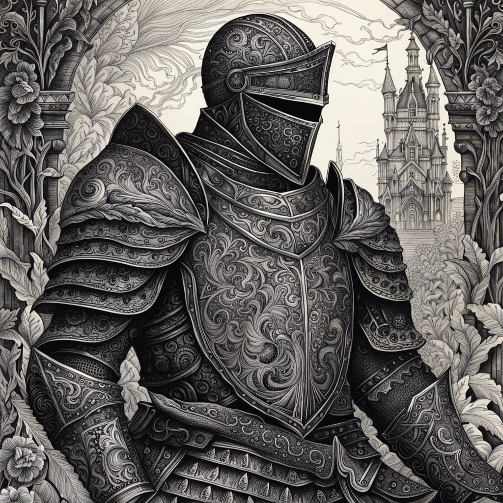 Hyperdetailed Dark Fantasy Knight in Ink